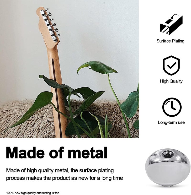 MAXCHEER 6PCS Metal Big Square Shape Guitar Tuning Peg Tuners Machine Head Replacemen Buttons knob Handle Tip (Chrome Oval) - Image 3